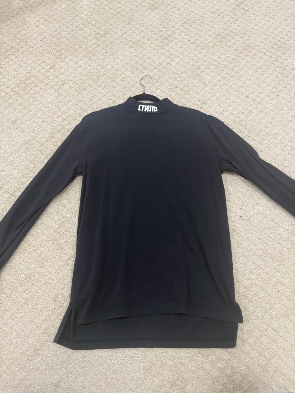 Heron Preston Black Long Sleeve Tee with White Neck Logo
